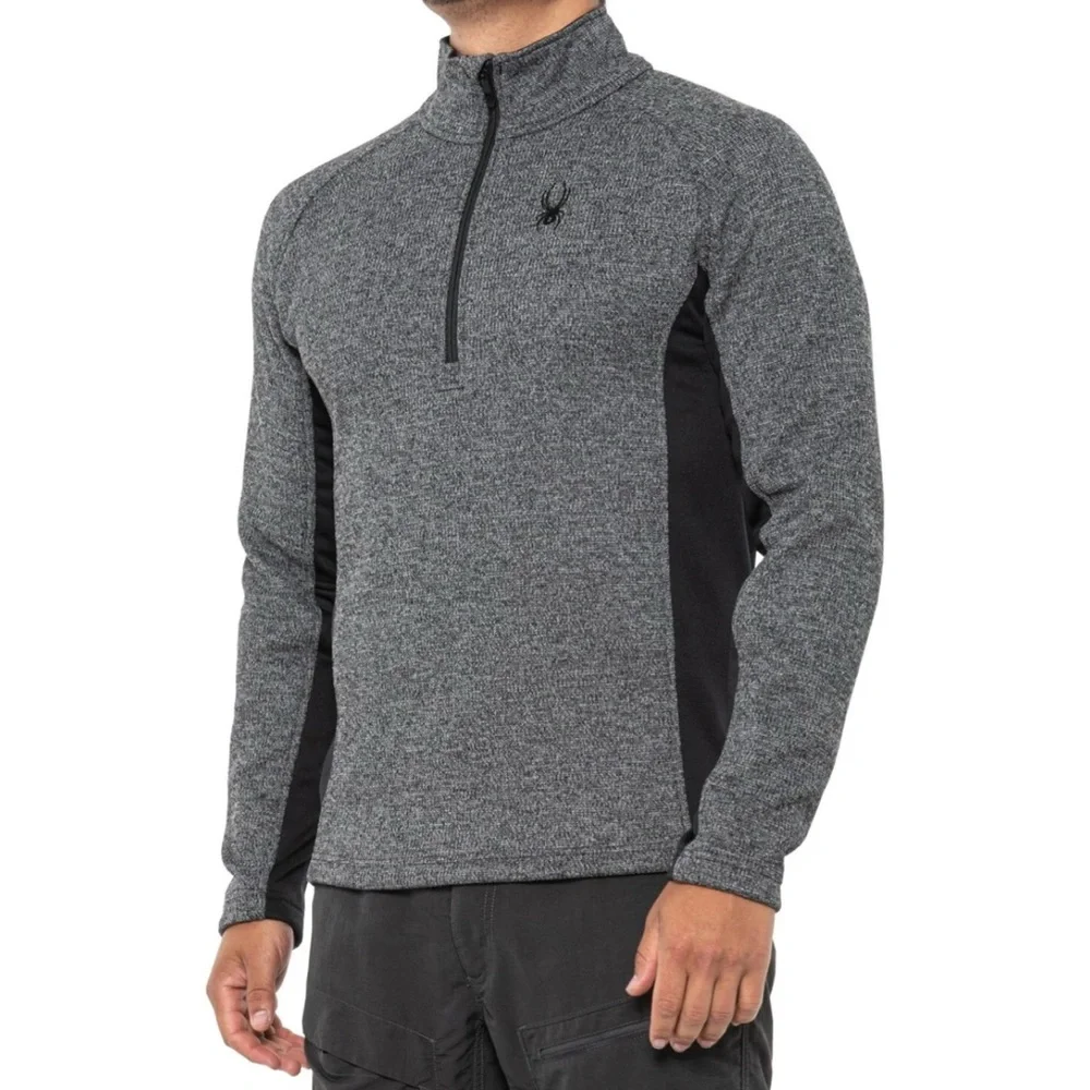 Spyder Large Outbound 1/4 Zip Fleece Black Gray Pullover Jacket